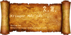 Krieger Máté névjegykártya