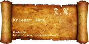 Krieger Máté névjegykártya